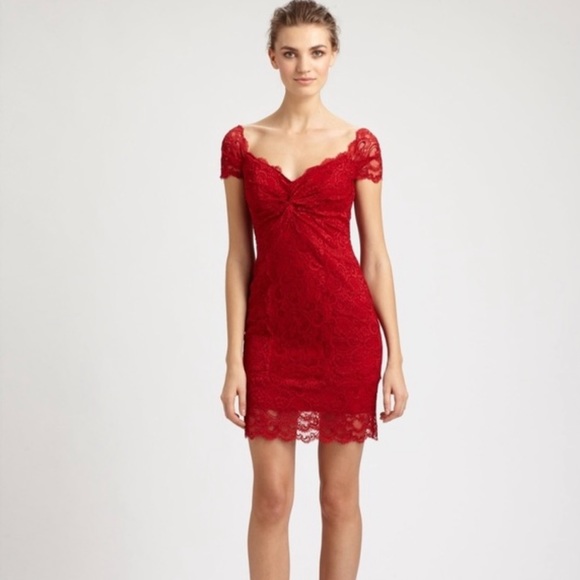 Nicole Miller Sexy Red Lace Dress Event Holiday Homecoming Date Night Size Small - Picture 2 of 11